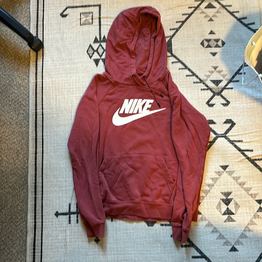 Red Nike sweatshirt with hood. Size small